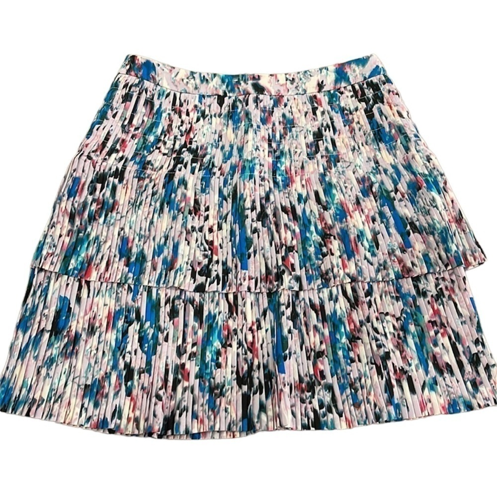 J. Crew Watercolor Accordion Pleat Tiered Mini Skirt
